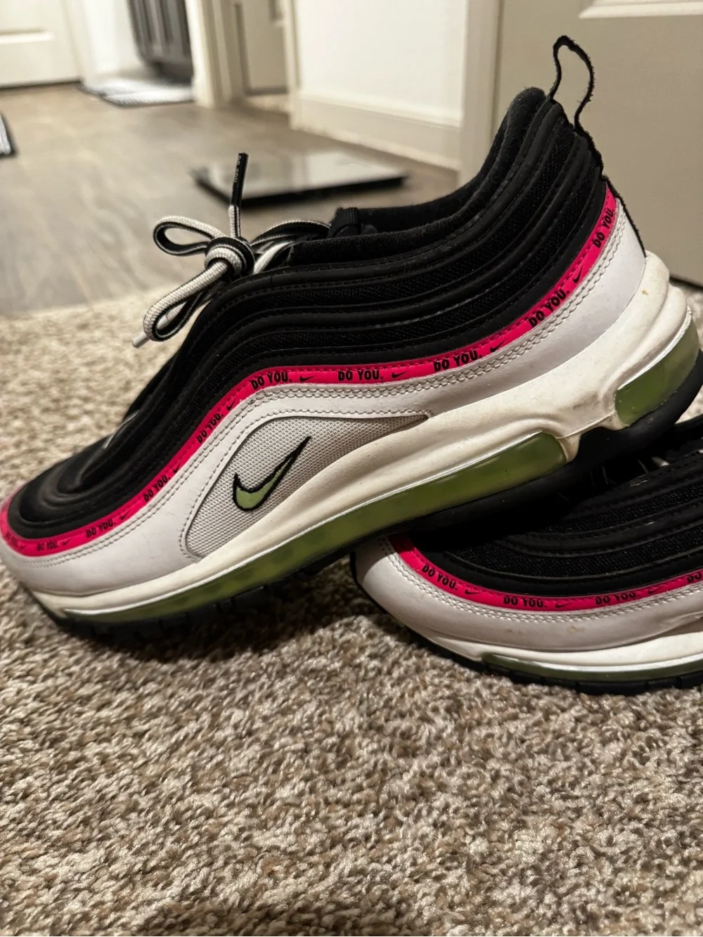 Nike Black White Sneakers with Pink Accent Trim